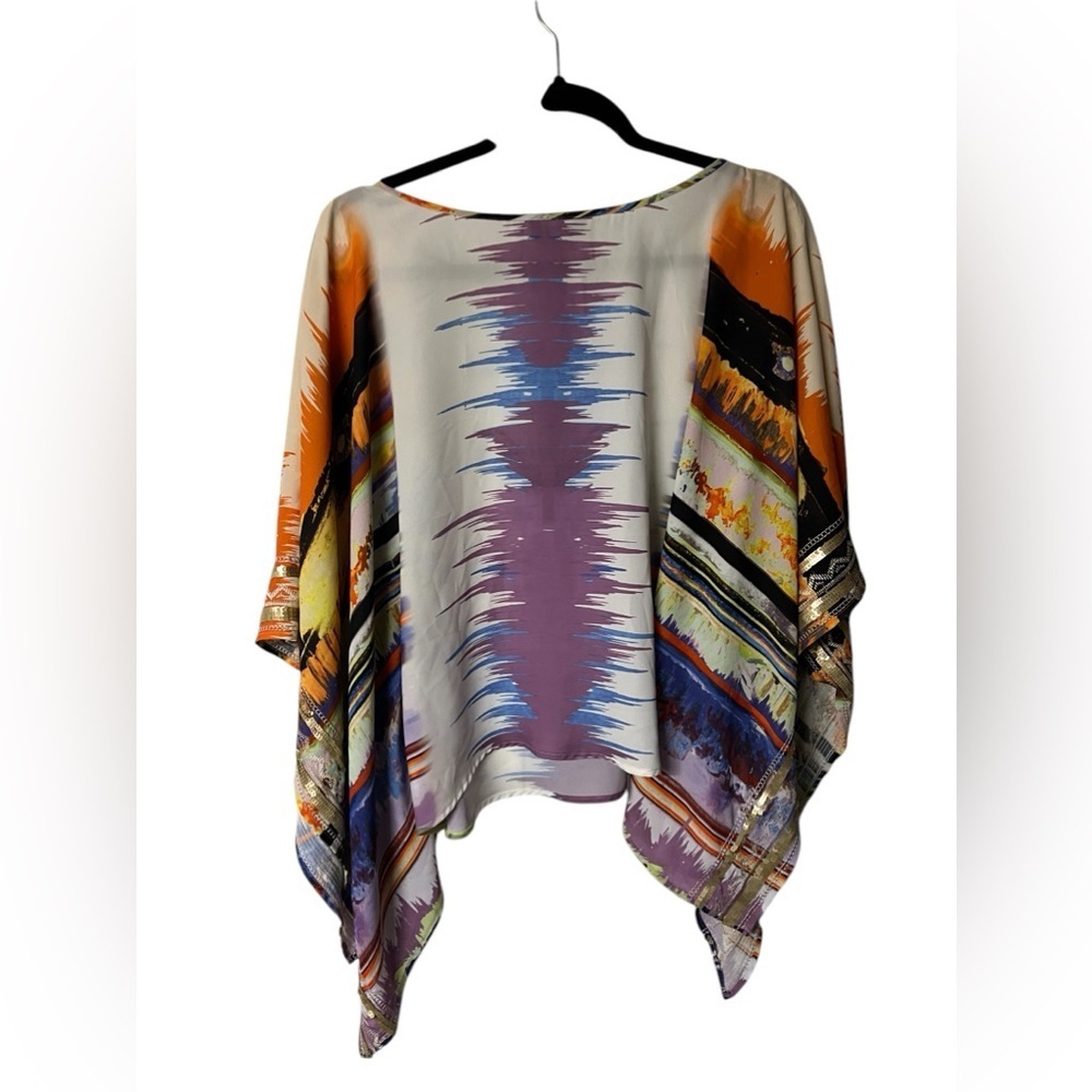 Bebe Embellished Colorful Printed Kaftan Size XS